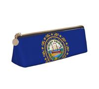 SKKNT Estuche de cosméticos con diseño de bandera del estado de New Hampshire de gran capacidad, diseño triangular, soporte para bolígrafos con cremallera para herramientas de escritura