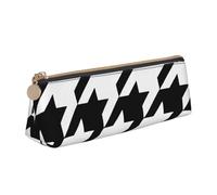 SKKNT Estuche para cosméticos con estampado de pata de gallo y diseño triangular de gran capacidad, con cremallera, para herramientas de escritura