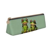 SKKNT Funny Green Frogs 1 - Estuche de cosméticos con diseño de triángulo de gran capacidad, soporte para bolígrafos con cremallera para herramientas de escritura