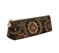 SKKNT Gears Clock - Estuche de cosméticos con diseño triangular de gran capacidad, con cremallera, para herramientas de escritura