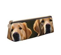 SKKNT Golden Retrievers - Estuche de cosméticos con diseño triangular de gran capacidad, soporte para bolígrafos con cremallera para herramientas de escritura