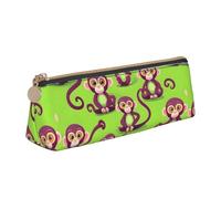 SKKNT Green Clever Monkey - Estuche de cosméticos con diseño de triángulo de gran capacidad, con cremallera, para herramientas de escritura
