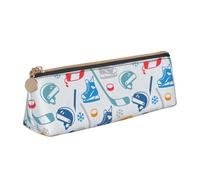 SKKNT Hockey Elements - Estuche de cosméticos con estampado creativo de gran capacidad, diseño triangular, soporte para bolígrafos con cremallera para herramientas de escritura
