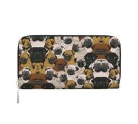 SKKNT Imagen De Pug - Cartera de mano de piel para mujer, diseño de carlino, Negro -, Talla única, Arte