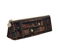SKKNT Library - Estuche de cosméticos con diseño triangular de gran capacidad, soporte para bolígrafos con cremallera para herramientas de escritura