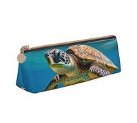 SKKNT Lord Howe Island - Estuche de cosméticos con diseño de tortuga marina de gran capacidad, diseño triangular, soporte para bolígrafos con cremallera para herramientas de escritura