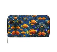 SKKNT The Underwater World - Cartera de mano de piel con estampado de peces tropicales para mujer, para uso casual y de viaje, Negro -, Talla única, Arte