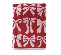 SKL Home Bow Jacquard - Toalla de baño 100% algodón, 500 g/m², Reversible, Suave y Absorbente, Decorativa, para Uso Diario, Navidad, Invierno, día de San Valentín, Rojo/Rosa