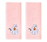SKL Home Juego de 2 Toallas de Mano de Gato Fantasma de Halloween para baño/Cocina/Bar y Regalo