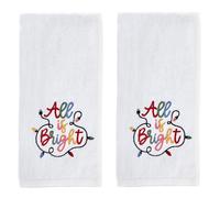 SKL Home - Juego de 2 toallas de mano navide as All is Bright para ba o, cocina, bar y regalo, color blanco ptico
