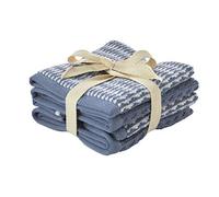 SKL Home Longborough - Juego de Toallas pequeñas 100% algodón Turco, 12 x 12 Pulgadas, Color Azul Mezclilla, Paquete de 4