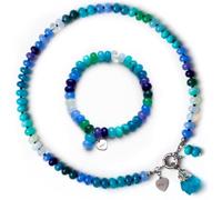 SKLife style design Collar con pulsera set para mujer, juego de joyas con gemas de colores, regalo para mujeres, cadena de perlas de piedra natural auténtica hecha a mano, estilo boho.