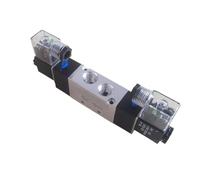 SKLIQMMV Electroválvula neumática de Aire 4V320-08/10, Doble Bobina, Puerto 1/4" 3/8 BSP, 24 V CC, 5/2 vías, con Conector Rojo(4V320-10,DC24V)