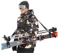 Sklon Correa Ajustable Porta Esquis y Soporte Para Bastones Esqui | Evita Las Dificultades y Transporta Sin Esfuerzo Tu Equipo De Esquí A Cualquier Lugar Que Vayas | Incluye Hombrera Acolchada - Negro