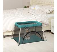 SKM 10306 - Parque infantil con colchón, tela de lino, peso 5,94 kg, color verde