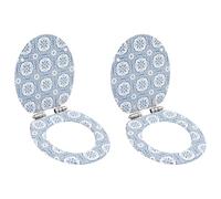 SKM Asiento Inodoro WC 2 uds Tapa Cierre Suave MDF diseño Porcelana,Piezas y Herramientas para componentes de Accesorios de baño y bidé,Asientos de inodoros y bidés,Multicolor,7.88 kg,277002