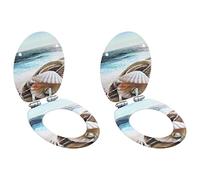 SKM Asiento Inodoro WC 2 uds Tapa de Cierre Suave MDF diseño Concha,Piezas y Herramientas para componentes de Accesorios de baño y bidé,Asientos de inodoros y bidés,Multicolor,7.88 kg,276992