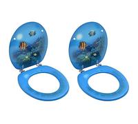 SKM Asientos de Inodoro con Tapa 2 uds MDF diseño Fondo Submarino,Piezas y Herramientas para componentes de Accesorios de baño y bidé,Asientos de inodoros y bidés,Multicolor,7.4 kg,3056408