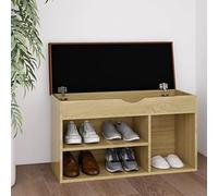 SKM Banco Zapatero con cojín Madera ingeniería Sonoma 80x30x47 cm,Organización y Almacenamiento,Almacenamiento de Ropa y armarios,Zapateros y organizadores de Calzado,Marrón,16.3 kg,326762