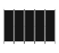 SKM Biombo Divisor de 5 Paneles Negro 250x180 cm,Mobiliario,Divisores de ambientes,Negro,4.47 kg,320726
