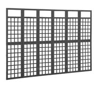 SKM Biombo/Enrejado de 6 Paneles Madera de Abeto Negro 242,5x180 cm,Mobiliario,Divisores de ambientes,Negro,12.44 kg,316485