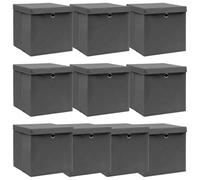 SKM Cajas de almacenaje con Tapas 10 uds Tela Gris 32x32x32 cm,Casa y jardín,Productos del hogar,Organización y Almacenamiento,Cestas para almacenaje,Gris,7.25 kg,288336