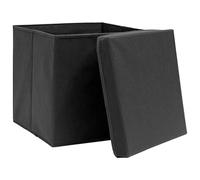 SKM Cajas de almacenaje con Tapas 10 uds Tela Negro 32x32x32 cm,Casa y jardín,Productos del hogar,Organización y Almacenamiento,Cestas para almacenaje,Negro,7.25 kg,288334