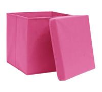 SKM Cajas de almacenaje con Tapas 10 uds Tela Rosa 32x32x32 cm,Casa y jardín,Productos del hogar,Organización y Almacenamiento,Cestas para almacenaje,Rosa,7.25 kg,288348