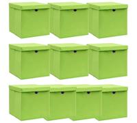 SKM Cajas de almacenaje con Tapas 10 uds Tela Verde 32x32x32 cm,Casa y jardín,Productos del hogar,Organización y Almacenamiento,Cestas para almacenaje,Verde,7.25 kg,288372