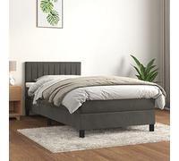 SKM Cama Box Spring con colchón tercio Gris Oscuro 100x200 cm,Mobiliario,Camas y Accesorios,Camas y somieres,Gris,44.56 kg,3141408