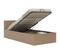 SKM Cama canapé hidráulica Cuero sintético Capuchino 100x200 cm,Mobiliario,Camas y Accesorios,Camas y somieres,Marrón,34.45 kg,285529