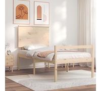 SKM Cama para Personas Mayores con cabecero Madera Maciza 100x200cm,Mobiliario,Camas y Accesorios,Camas y somieres,Marrón,21.26 kg,3195471