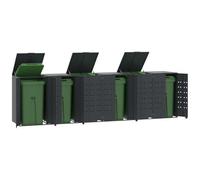 SKM Cobertizo para 6 Cubos de Basura Acero Antracita 414x79x117 cm,Productos del hogar,Accesorios para contenedores de residuos,Soportes para contenedores de residuos,Antracita,133.1 kg,3279986