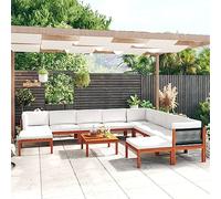 SKM Conjunto de jardín de 11 Piezas con Cojines, Madera Color Crema, Acacia y Cuerda,Mobiliario,Muebles de jardín,Conjuntos de jardín,99.5 kg,3057893