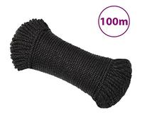 SKM Cuerda de Trabajo Polipropileno Negro 3 mm 100 m,Bricolaje,Accesorios de Bricolaje,Cadenas, Alambre y Cuerda,Sogas y Cuerdas metálicas,Negro,0.58 kg,152998