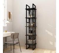 SKM Estantería librería 5 Niveles Madera de Pino Negro 40x30x175 cm,Mobiliario,Estanterías,Librerías y estanterías,Negro,14.9 kg,3081977