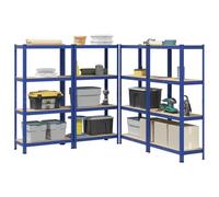 SKM Estanterías de 4 baldas 4 uds Madera contrachapada y Acero Azul,Economía e Industria,Almacenamiento Industrial,Estanterías industriales,Azul,36.2 kg,3307581