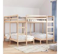 SKM Estructura de litera Triple Madera de Pino 200x200/80x200 cm,Mobiliario,Camas y Accesorios,Camas y somieres,Marrón,70.6 kg,3308583