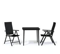 SKM Juego de Comedor de jardín 3 Piezas Negro,Mobiliario,Muebles de jardín,Conjuntos de jardín,Negro,24.95 kg,3099107
