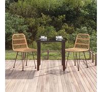 SKM Juego de Comedor de jardín 3 Piezas ratán sintético,Mobiliario,Muebles de jardín,Conjuntos de jardín,Marrón,24.89 kg,3157887