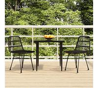 SKM Juego de Comedor de jardín 3 Piezas ratán sintético Negro,Mobiliario,Muebles de jardín,Conjuntos de jardín,Negro,24.35 kg,3157880