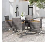 SKM Juego de Comedor de jardín 5 Piezas ratán sintético Gris,Mobiliario,Muebles de jardín,Conjuntos de jardín,Gris,38.24 kg,3058495