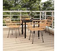 SKM Juego de Comedor de jardín 5 Piezas ratán sintético,Mobiliario,Muebles de jardín,Conjuntos de jardín,Marrón,37.24 kg,3157860