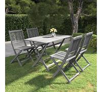 SKM Juego de Comedor de jardín 5 pzas Madera Maciza de Acacia Gris,Mobiliario,Muebles de jardín,Conjuntos de jardín,Gris,30.8 kg,3057870