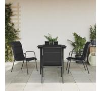 SKM Juego de Comedor para jardín 5 Piezas Acero y textilene Negro,Mobiliario,Muebles de jardín,Conjuntos de jardín,Negro,32.24 kg,3200703