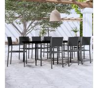 SKM Juego de Comedor para jardín 9 Piezas Negro,Mobiliario,Muebles de jardín,Conjuntos de jardín,Negro,96.24 kg,3099280