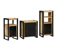 SKM Juego de Muebles de baño 3 pcs Marrón Madera de Mango Maciza,Mobiliario,Conjuntos de Muebles,Muebles de baño,Marrón,54.45 kg,3305624