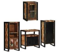 SKM Juego de Muebles de baño 4 pcs Madera reciclada Maciza,Mobiliario,Conjuntos de Muebles,Muebles de baño,Multicolor,84.5 kg,3305693