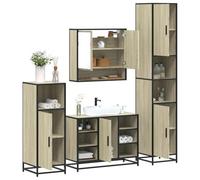 SKM Juego de Muebles de baño 4 pzas contrachapada Roble Sonoma,Mobiliario,Conjuntos de Muebles,Muebles de baño,Marrón,104.89 kg,3301241
