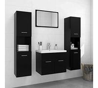 SKM Juego de Muebles de baño Madera de ingeniería Negro,Mobiliario,Conjuntos de Muebles,Muebles de baño,Negro,65.84 kg,3071496